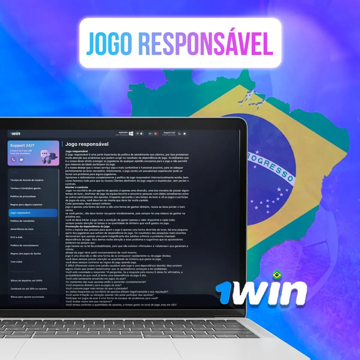 Jogo responsável da 1win no mercado brasileiro