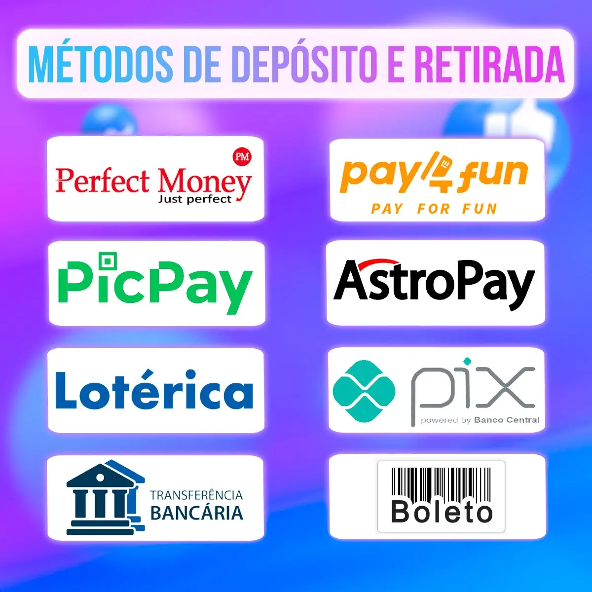 Métodos de depósito e retirada para os jogadores do 1win
