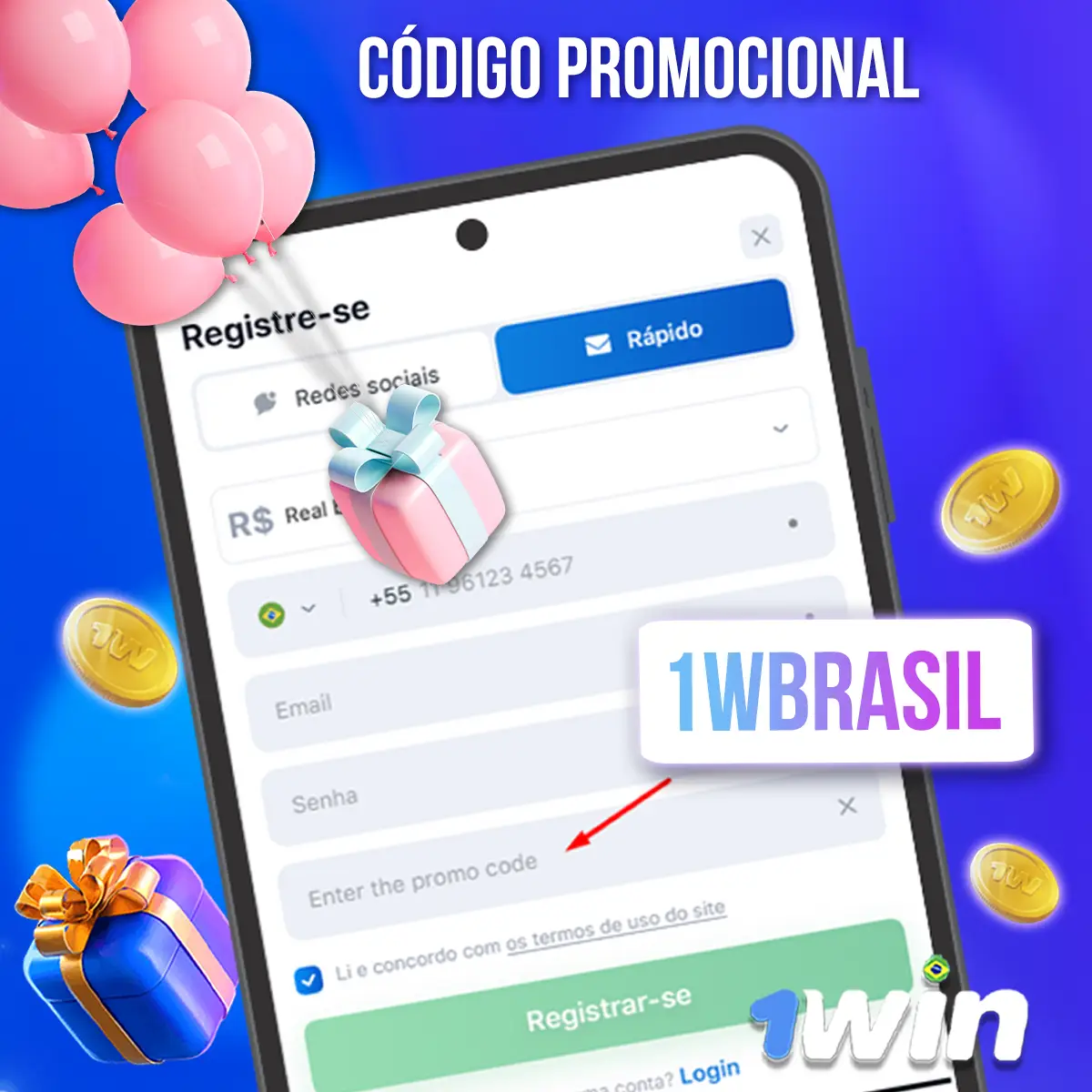Código promocional 1Win Balloon