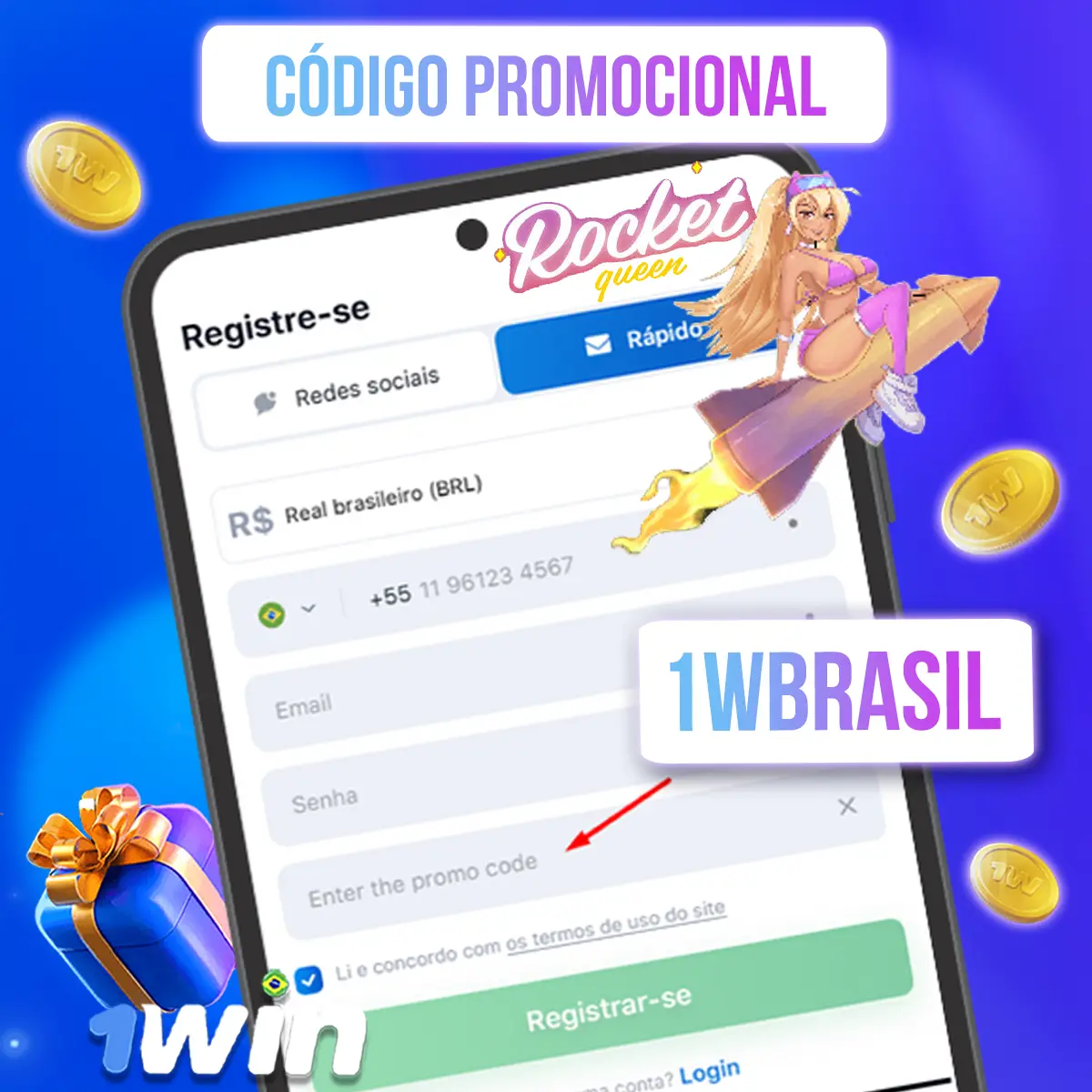 Código promocional 1Win Rocket Queen